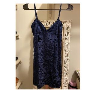 90’s crushed velvet mini dress in navy blue